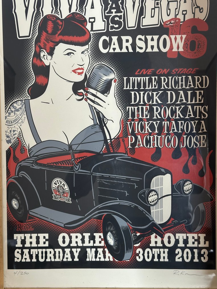 Rockabilly Kruse - Rob Kruse - Viva Las Vegas 16 (2013) Limited Edition Screen-Printed Poster – Signed & Numbered (Little Richard’s #2.1