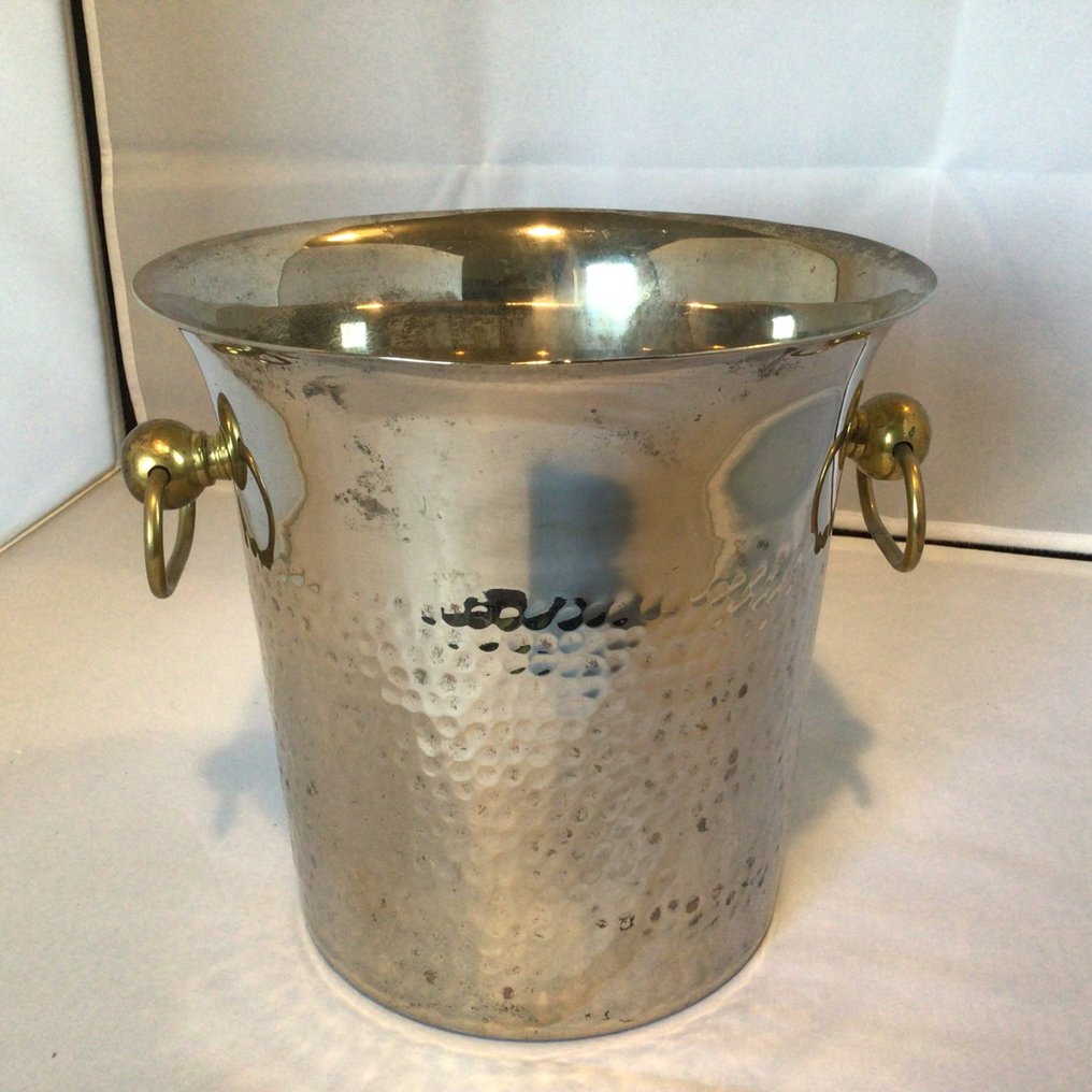 香槟冷却桶 - 镀银, 黄铜, 金属 - Gehamerd 香槟冷却器 #1.0