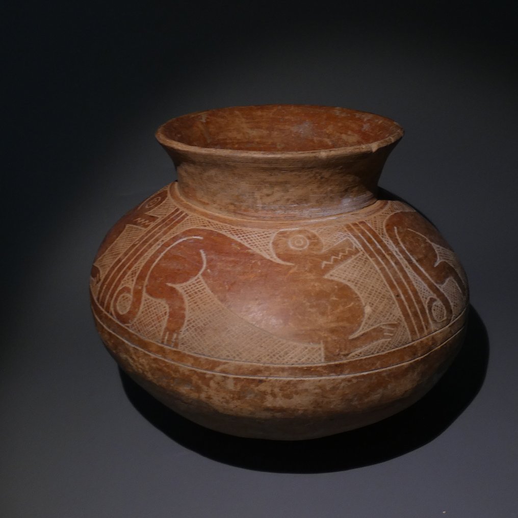 Νάσκα - Ουάρι, Περού Terracotta, Αγγειοπλαστική Διακοσμημένο βάζο. Διάμετρος 20 εκ. περίπου 200 - 600 μ.Χ. #1.0