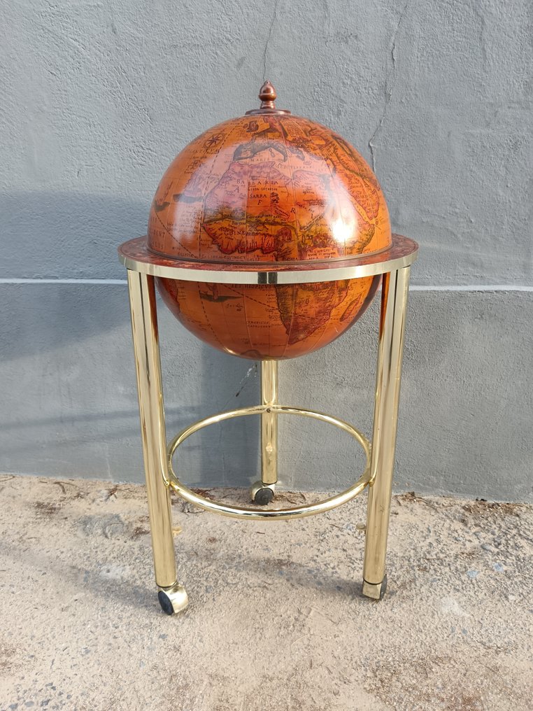 酒吧 - 意大利面, 黄铜 - 地球仪酒吧柜，酒类储藏柜 #3.2