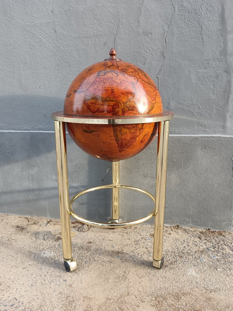 酒吧 - 意大利面, 黄铜 - 地球仪酒吧柜，酒类储藏柜 #4.3