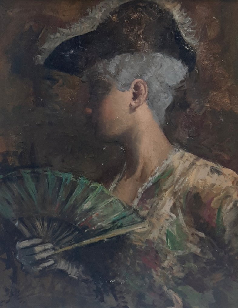 Sergio Cirno Bissi (1902-1987) - Ritratto femminile in costume del Settecento #1.0