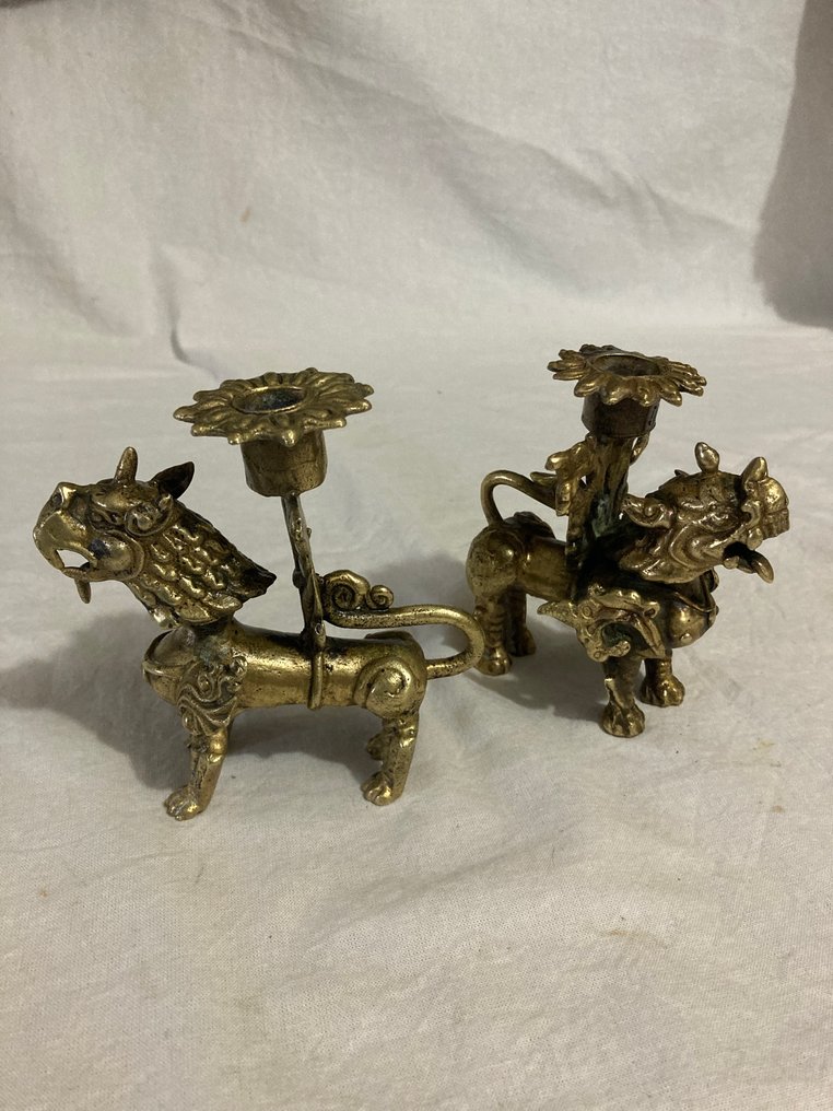 小烛烛台 令人难以置信的龙洞老鼠或有翼的奇美拉一对 (2) - 黄铜色 #1.0