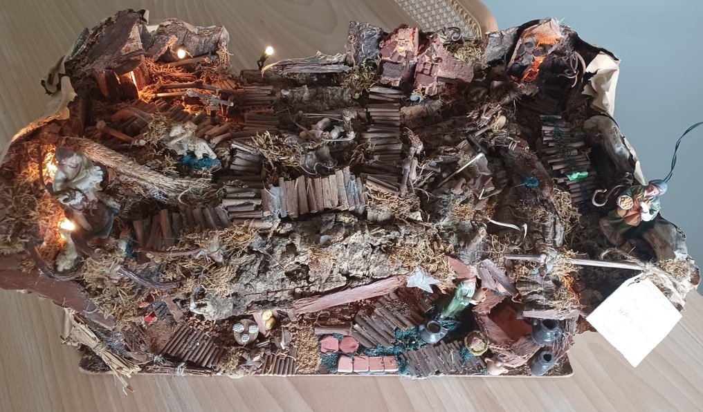 耶稣诞生图 - 木, 树脂, 石头, 锡, Terracotta - 意大利手工圣诞马槽 #1.0