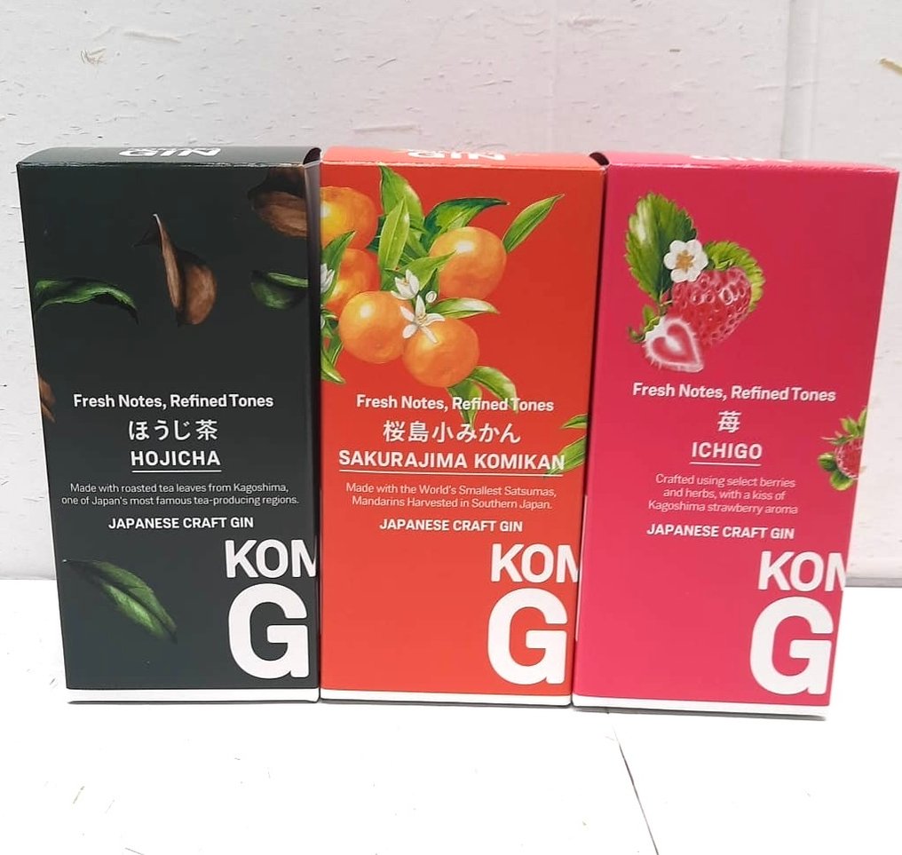 Komasa - Sakurajima Komikan Gin, Ichigo Gin + Hojicha Gin - 500 ml - 3 botellas #1.0