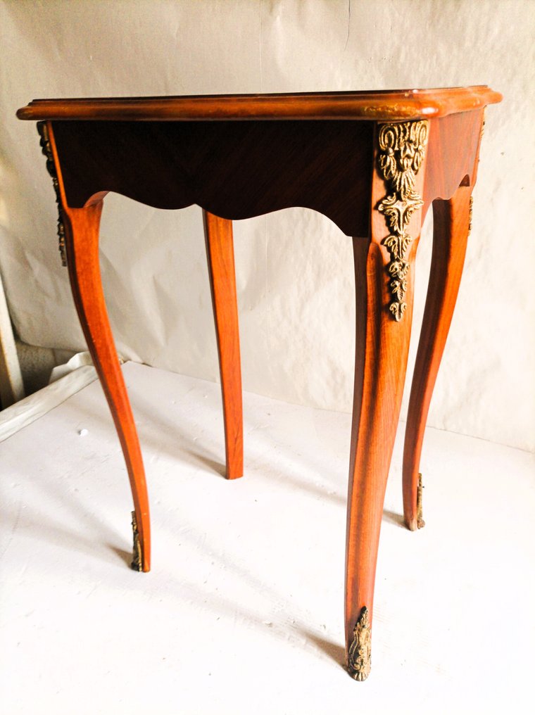 Sofabord - Eik, kirsebærtre og oliventrærrot - Inlay og bronse #1.0