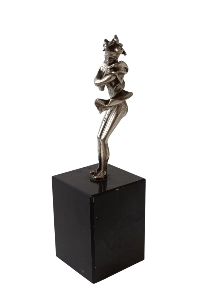 Statuetta - "Donna Denudata dal Vento" - argento 925. su base in marmo #1.0