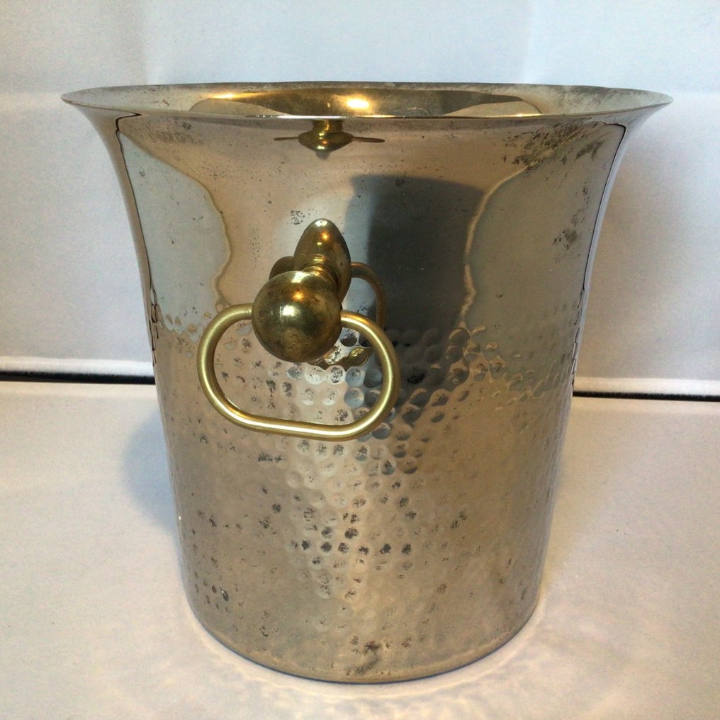 香槟冷却桶 - 镀银, 黄铜, 金属 - Gehamerd 香槟冷却器 #3.2