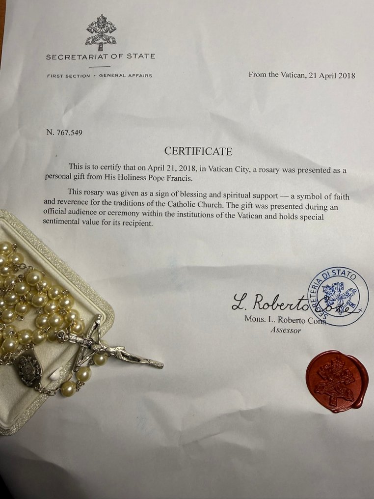  Ροζάριο - Επάργυρο, Ρόδον του Αγίου Πατέρα - Προσκύνημα του Πάπα Φραγκίσκου - Ευλογημένο και δοσμένο από τον Αγιότατο - 2010-2020 - Πάπας Φραγκίσκος  #1.0