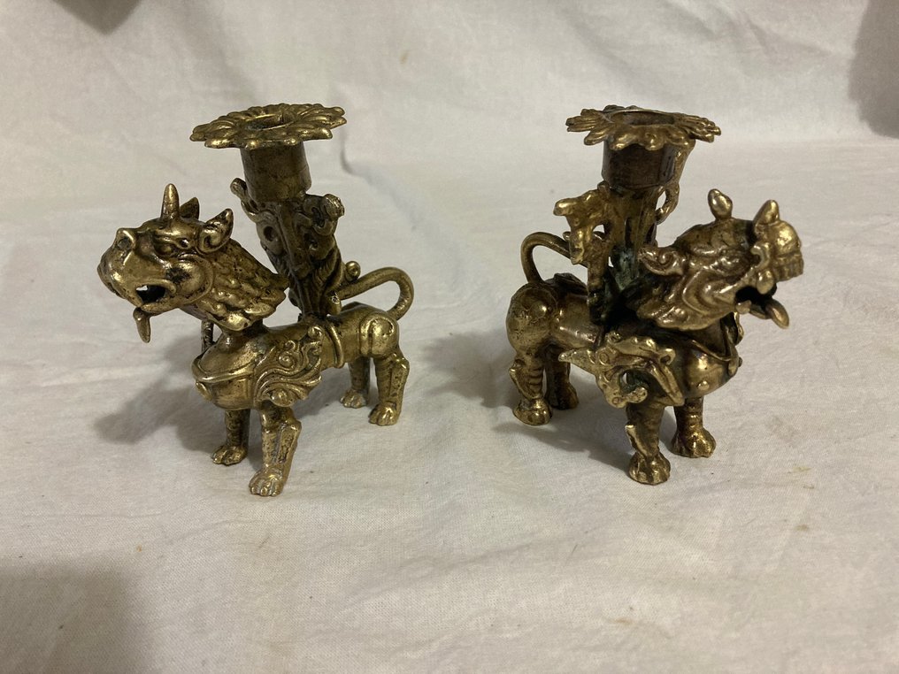 小烛烛台 令人难以置信的龙洞老鼠或有翼的奇美拉一对 (2) - 黄铜色 #1.0