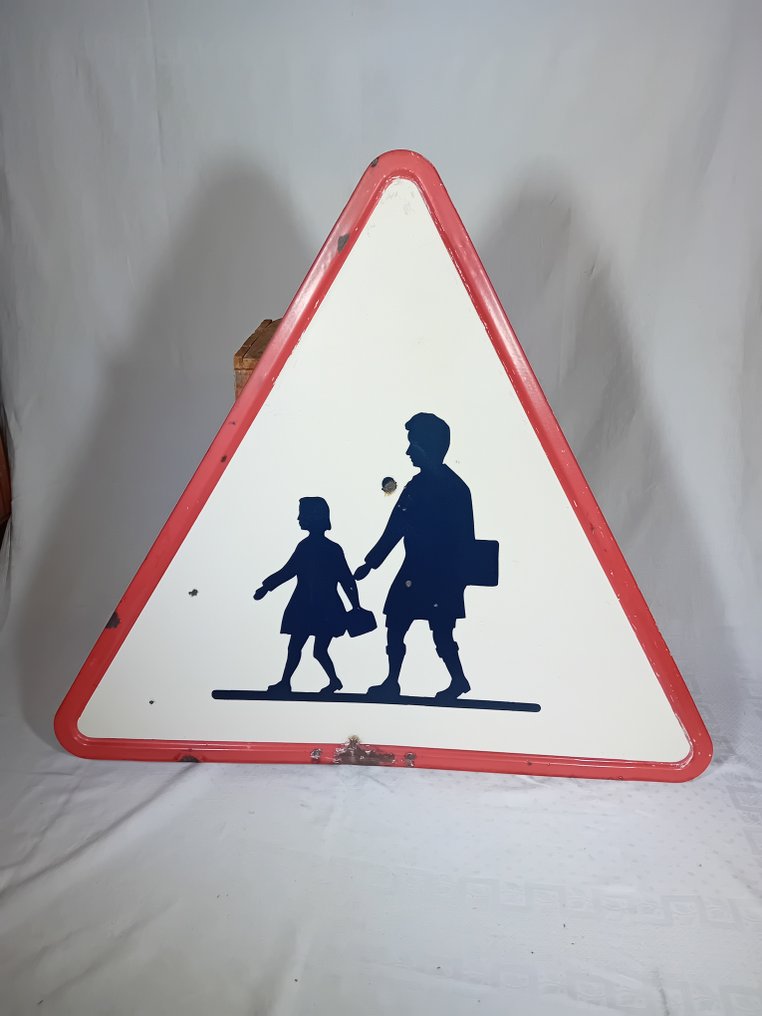 1950-1960年人行交通珐琅大标牌 - 搪瓷标牌 - 搪瓷 #1.0