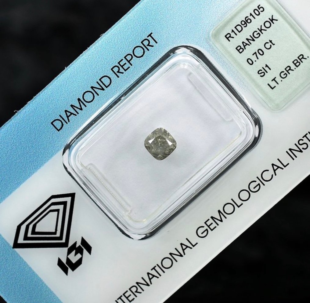 1 pcs 钻石  (天然色彩的)  - 0.70 ct - 枕形 - Light 稍帶灰色的 棕色 - SI1 微内含一级 - 国际宝石研究院（IGI） #2.1