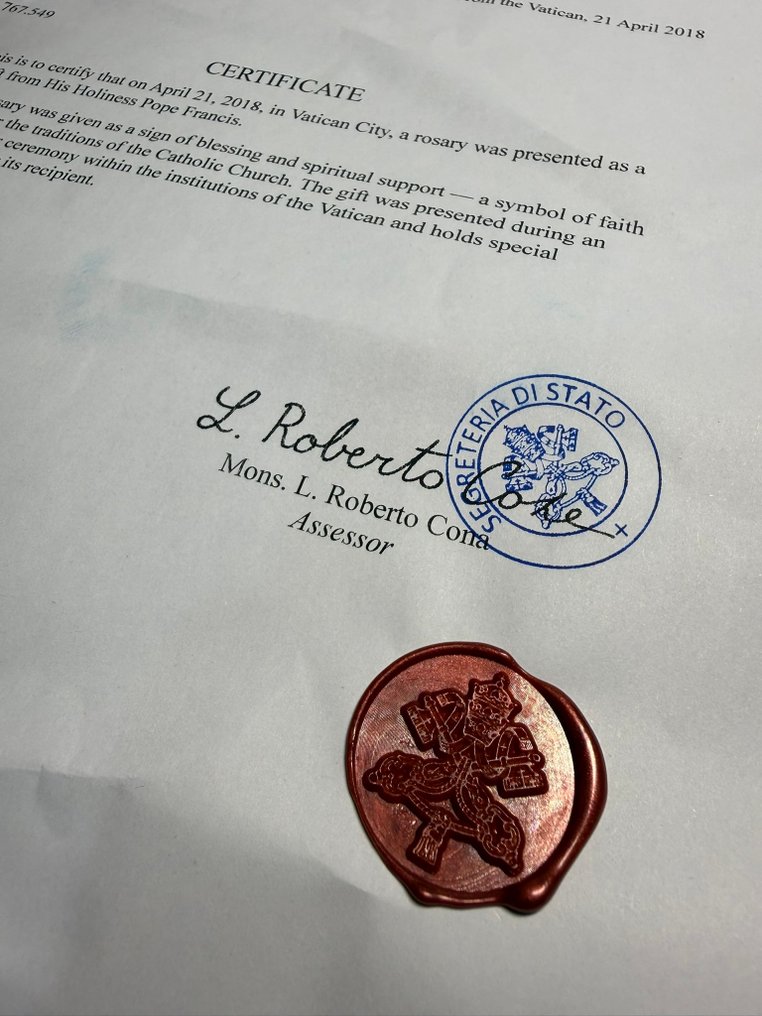  Ροζάριο - Επάργυρο, Ρόδον του Αγίου Πατέρα - Προσκύνημα του Πάπα Φραγκίσκου - Ευλογημένο και δοσμένο από τον Αγιότατο - 2010-2020 - Πάπας Φραγκίσκος  #2.1