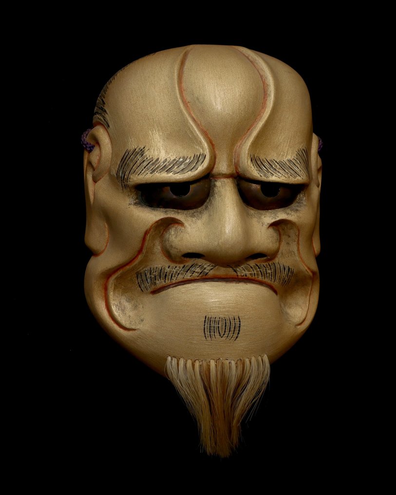 Signed Japan Wooden Noh Mask of BESHIMI-AKUJO 癋見悪尉 - 雕塑 木 - 日本 #3.2