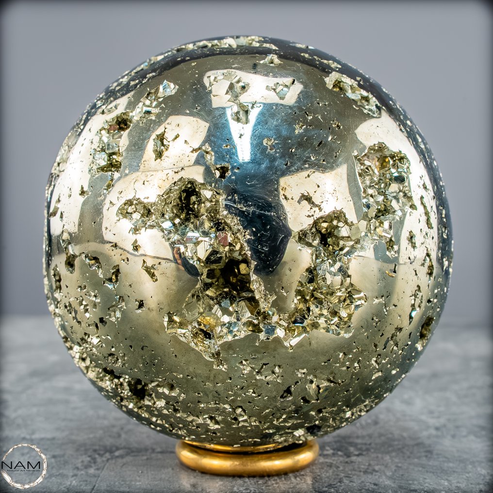 一流品质天然金色黄铁矿 球体- 1045.19 g #1.0