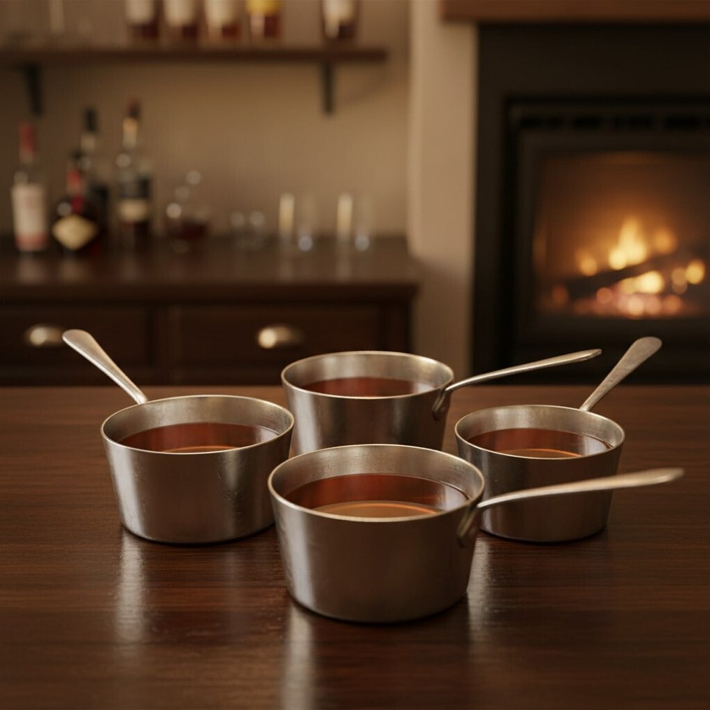 Themed collection - Dutch Master Silversmith - Set 4x Mini Pentolini per Brandy e Cognac - Silverplated Argento Sterling - Vintage Inizio XX Sec. #2.1