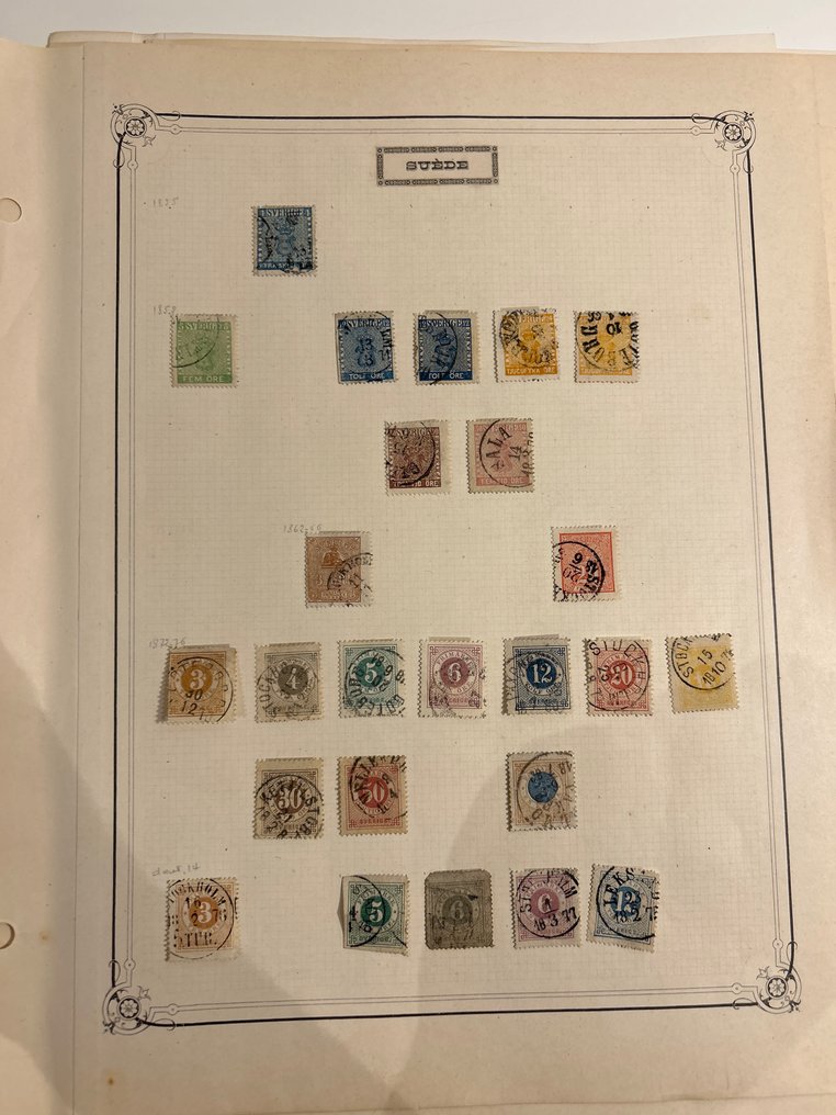 瑞典 1855/1958 - 漂亮的经典收藏，收录于旧的Yvert目录页中，包含更好的邮票。 - Yvert #1.0