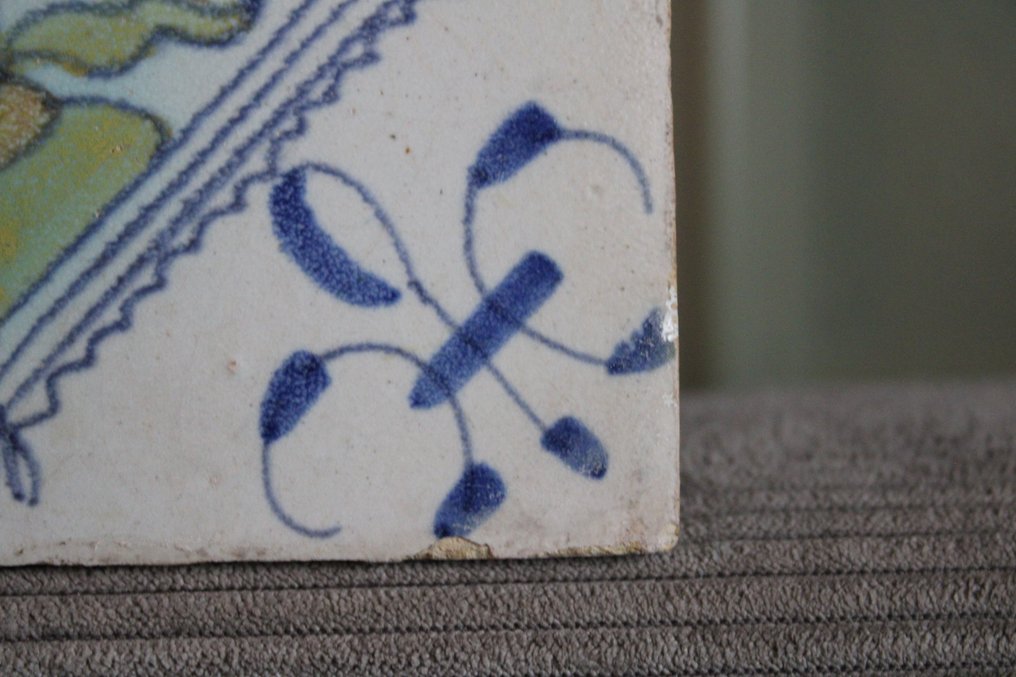 Cserép - 18. századi háromvirág fogazott négyzetben. - 1750-1800 - Driebloem #2.1