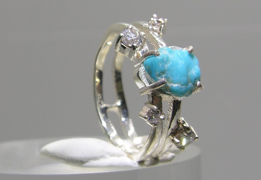 Turchese Ring - Altezza: 23 mm - Larghezza: 20 mm- 3.06 g - (1) #4.3