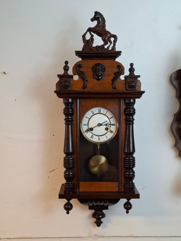 Ορθογώνιο ρολόι τοίχου -   Ξύλο, Ορείχαλκος - 1920-1930 #1.0