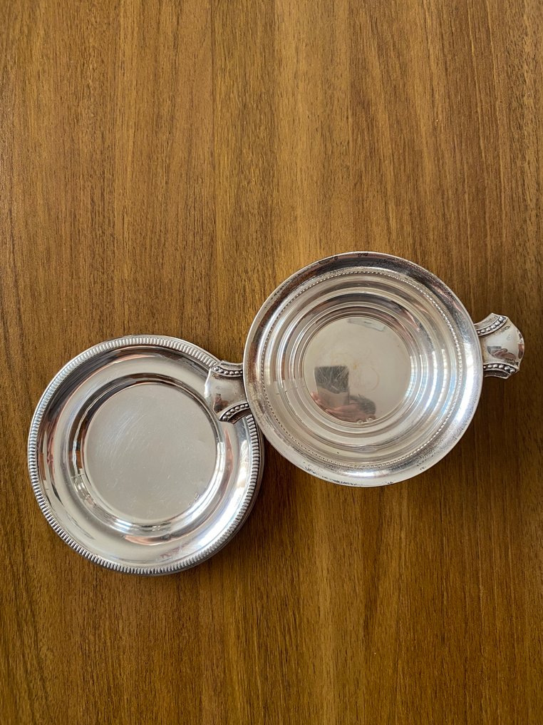 Scodellina con manici (2) - .800 argento - Porriger con piattino #1.0
