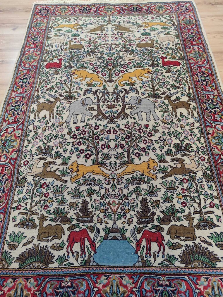 Ghoum - 地毯 - 2 m - 1.26 m - 卡其米尔、动物、花 #1.0