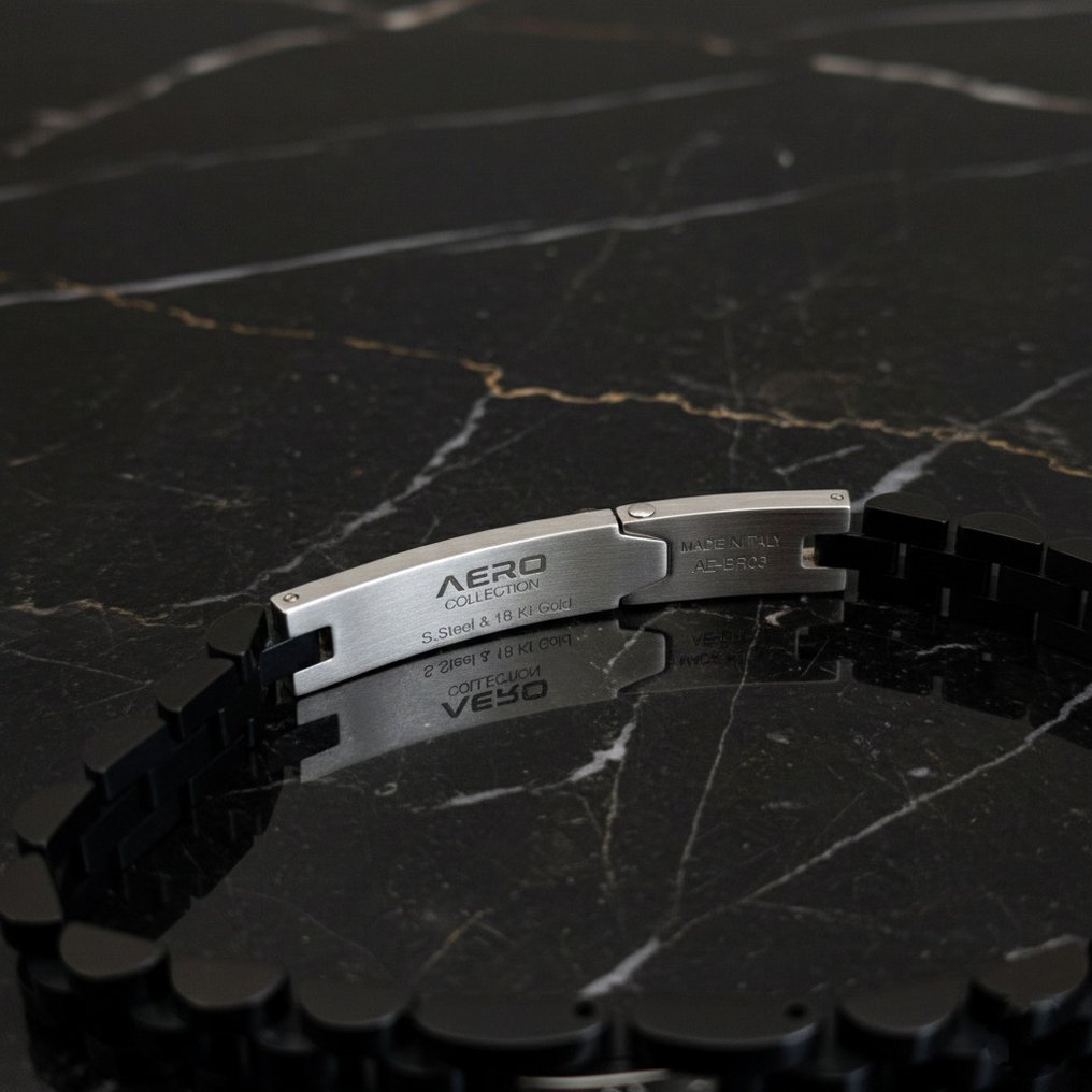 18 καράτια - Βραχιόλι σε χειρουργικό ατσάλι., Κίτρινο χρυσό - Βραχιόλι - Κατασκευασμένο στην Ιταλία #2.1