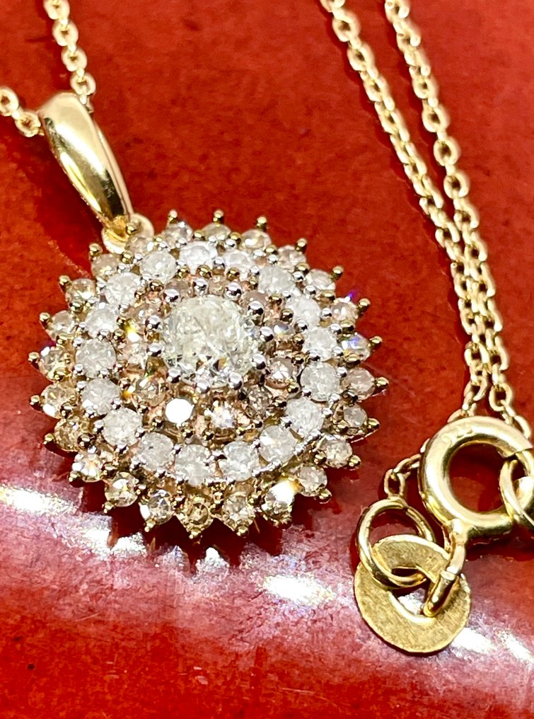 Zonder Minimumprijs - Ketting met hanger Zilver - 1.00ct. tw. Diamant (Natuurlijk) - Diamant #1.0