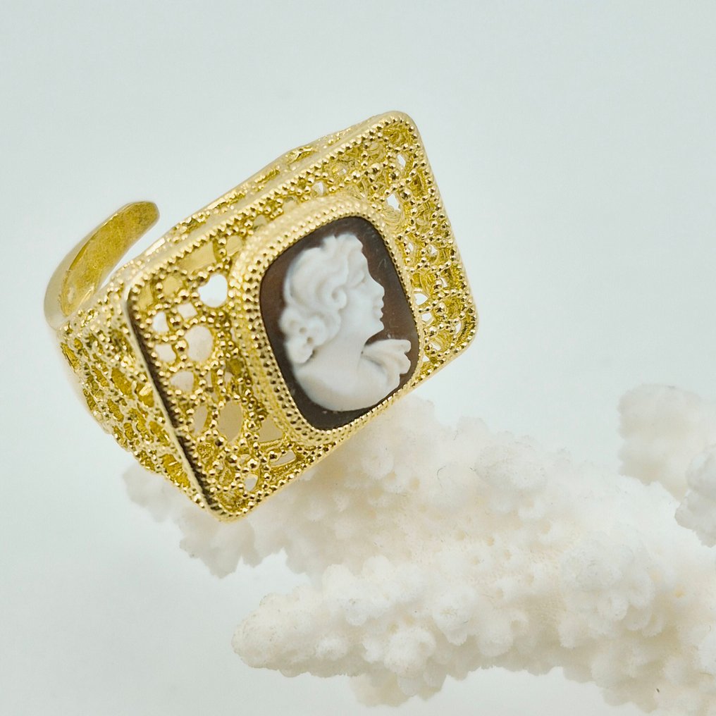 銀, 鍍金 - 戒指 - 浮雕手工雕刻 #4.3