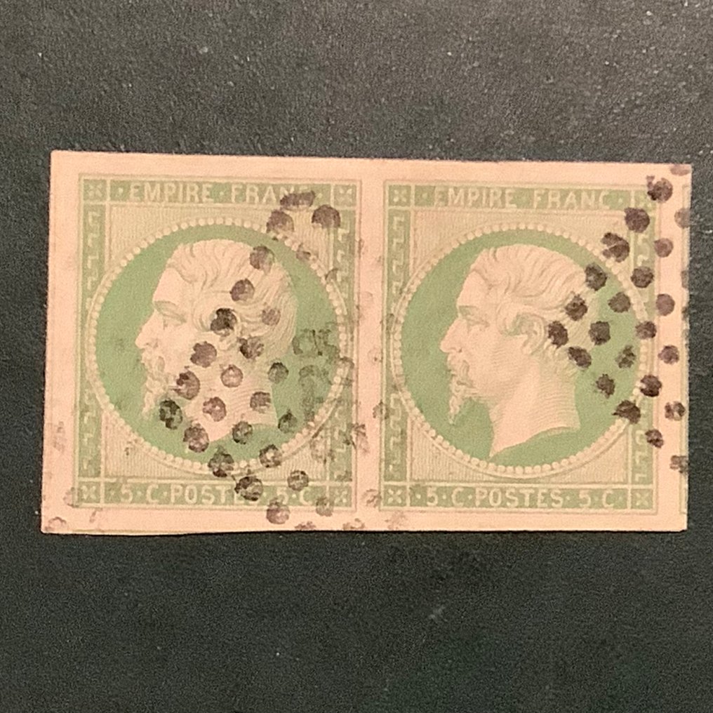 Frankrijk 1854 - 5 cent Napoleon Mpire in paar met luxe larges - Yvert 12 #3.2