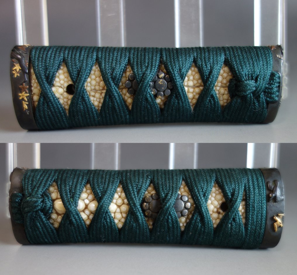 Katana - Legno - koshirae wakizashi hawk maple leaf fuchi kashira mine star menuki - Giappone - Tardo periodo Edo #4.3