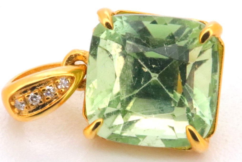 Nincs minimálár - Függő - 14 kt. Sárga arany Turmalin - Gyémánt #3.2