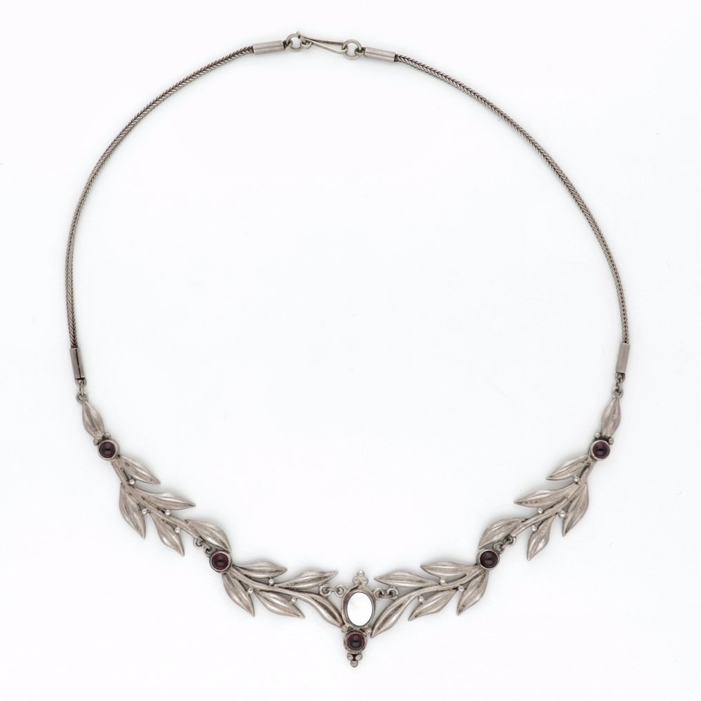 沒有保留價 - 頸鏈 銀 - Granaat - 珍珠母 #1.0