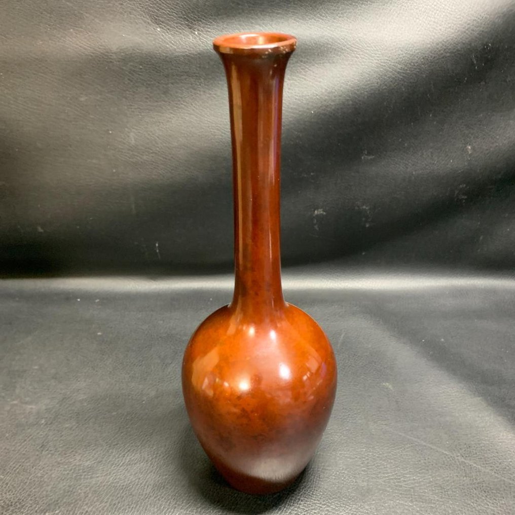 由越山越山制作的日本铜花瓶,附签名木盒——雷殻风格 - 铜(铸造金属)配以漆器风格的铜绿氧化层处理 - Koshiyama - 日本 - Late 20th century #4.3