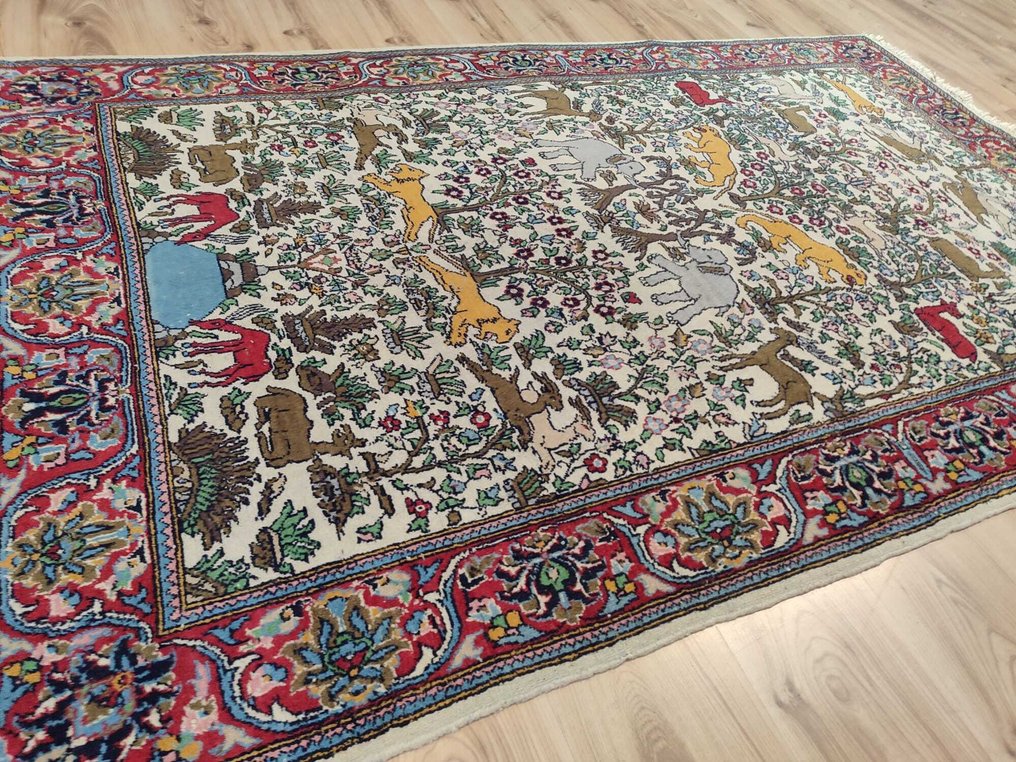 Ghoum - 地毯 - 2 m - 1.26 m - 卡其米尔、动物、花 #3.2