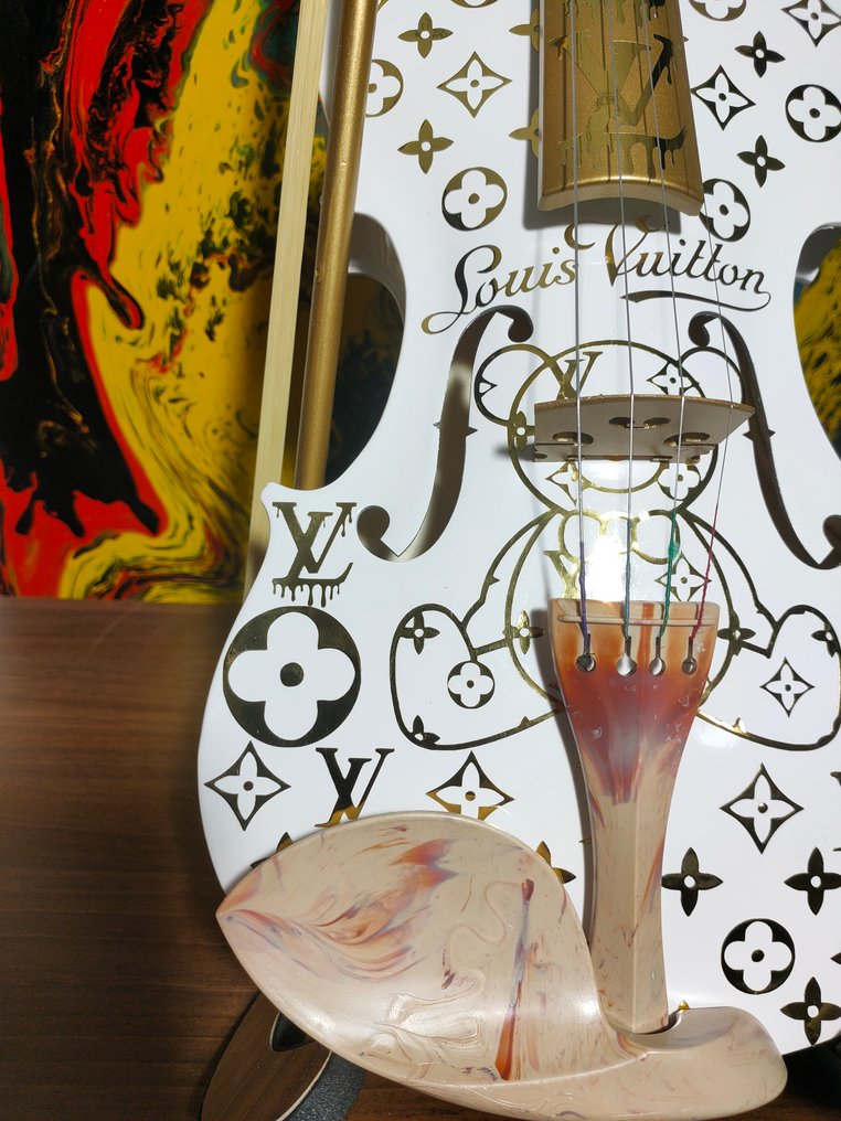 fp pop art - Violon Louis Vuitton Ourson..FPPOPART (60cm) White Exception Pop Art Luxury Oeuvre unique 1/1 #3.2