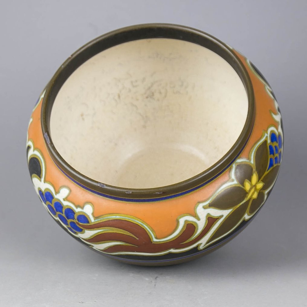 Plateelbakkerij Zuid-Holland - 花盆架 - 大型装饰艺术风格花盆，“Nadro” 装饰，1926年 - 陶瓷 #4.3
