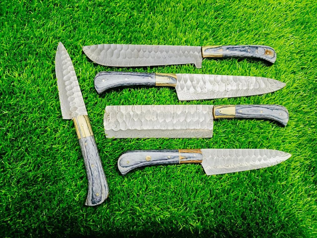 Μαχαίρι κουζίνας - Σετ μαχαιριών κουζίνας, μπάρμπεκιου, εσωτερικού χώρου και κατασκήνωσης (009) - Χειριστήριο από αμερικανικό εξωτικό ξύλο και διπλωμένο ατσάλι 1095/15N20. - Ιαπωνία - Σετ κουζίνας και μπάρμπεκιου #4.3