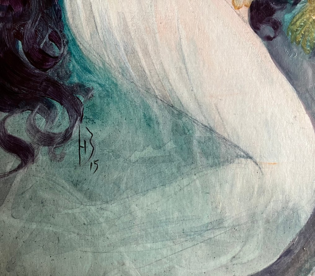 Reculé, Henri - 1 Original colour drawing - Les Mille et Autres Nuits - Khadjirah allongée - 2001 #2.1