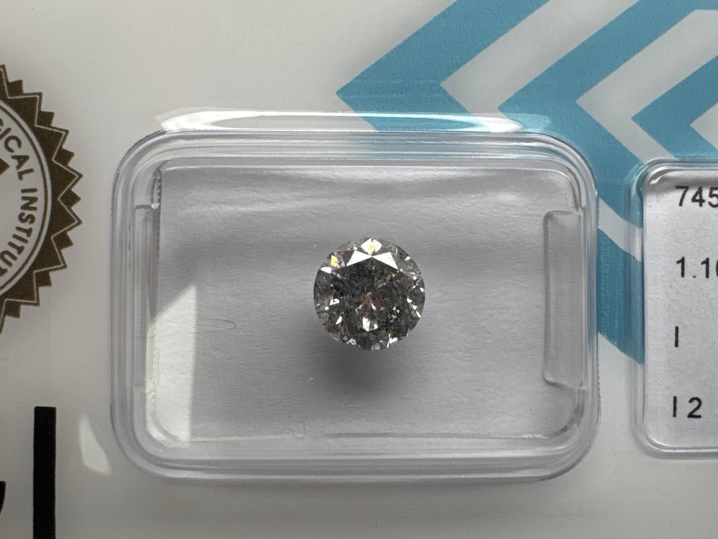 没有保留价 - 1 pcs 钻石  (天然)  - 1.10 ct - 圆形 - I - I2 内含二级 - 国际宝石研究院（IGI） #1.0