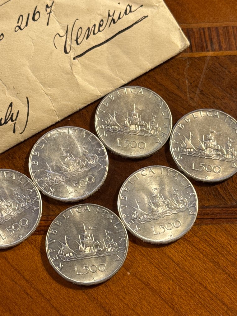 意大利,共和国 500 Lire 1966 "Caravelle" (6 monete) (没有保留价) #1.0