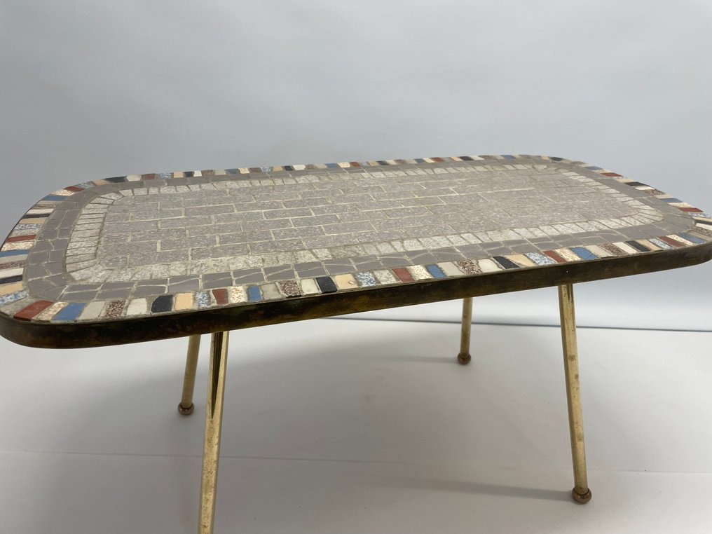 Βοηθητικό τραπεζάκι - 32032 αριθμός μοντέλου 300 - Ξύλο Μέταλλο Λίθος - Μεσοπολεμική Μωσαϊκή τραπεζάκι για φυτά / σκαμπό λουλουδιών #3.2