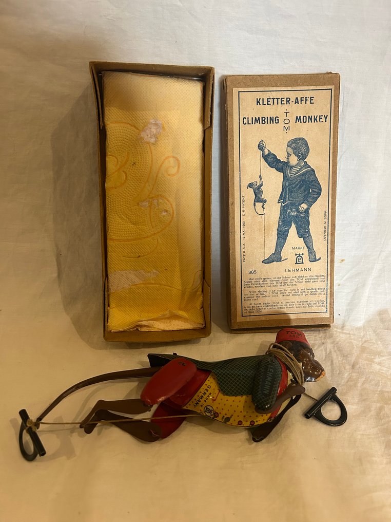 Lehmann - Τσίγκινο παιχνίδι - Lehmann EPL 385 Climbing Tom Monkey, Boxed - Produced From 1885 To 1945 - 1900-1910 - Γερμανία #1.0