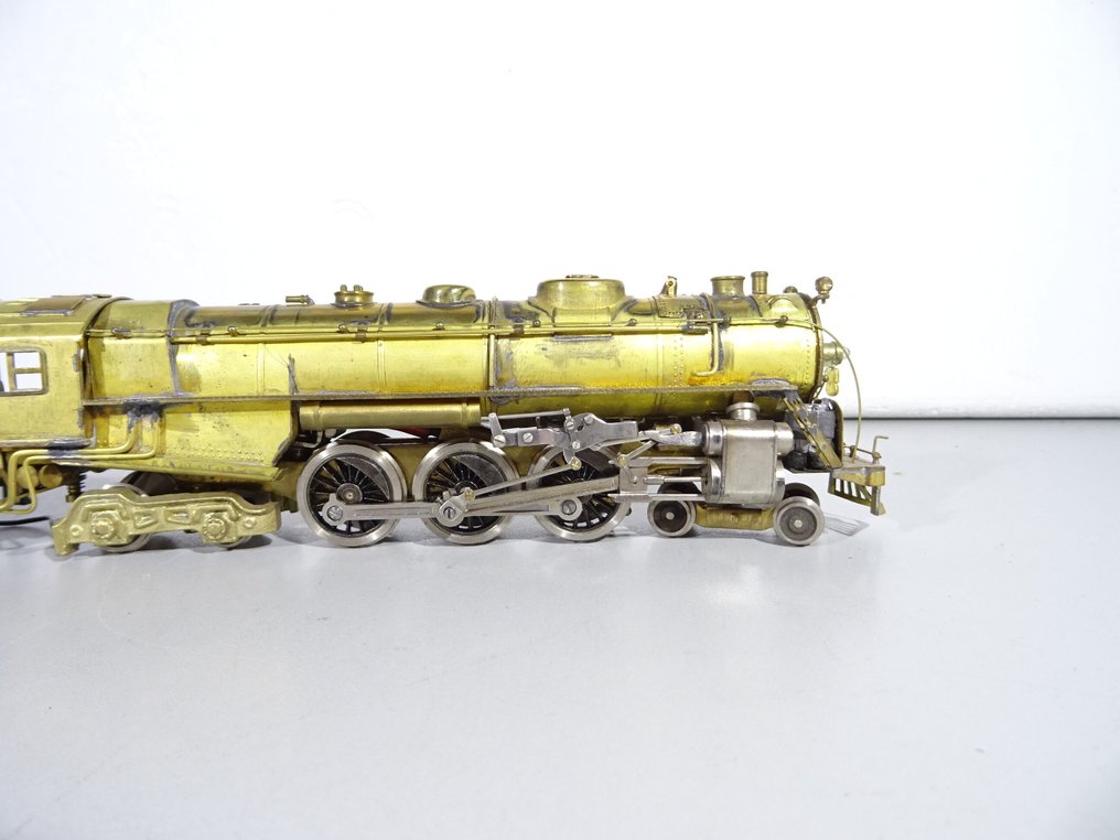 unknown H0 - Ατμομηχανή με όχημα μεταφοράς (1) - Μοντέλο Messing US Schlepptenderlok με μεταλλικό tender. #3.2