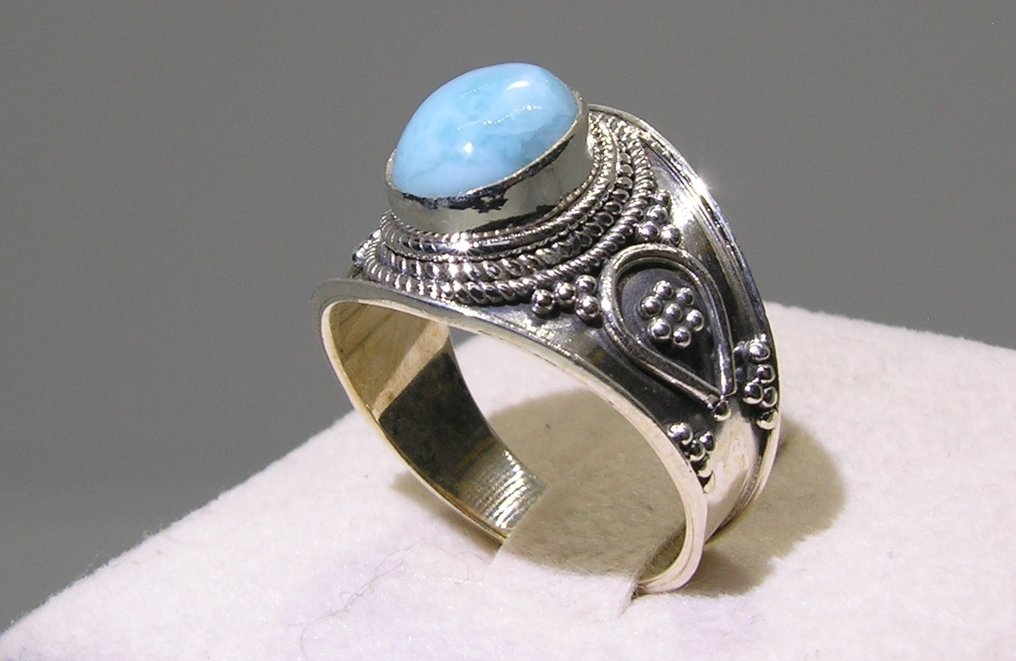 Larimar Ring - Height: 25.3 mm - Width: 21 mm- 5.08 g - (1) #2.1