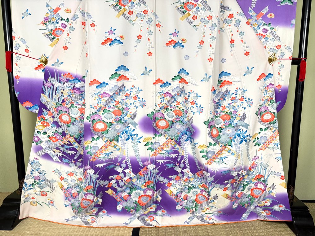日本振袖和服 绉绸皱纹布 - 无底价 - 絲 - 日本 - 平成時期(1989年至今) #4.3