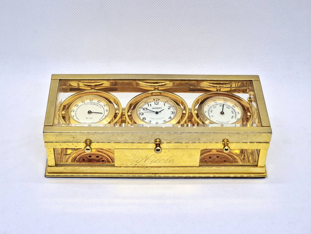 Stazione Meteo - Igrometro, Orologio e Termometro - Vejrstation - Messing, Glas - Vejrstation skrivebord #2.1