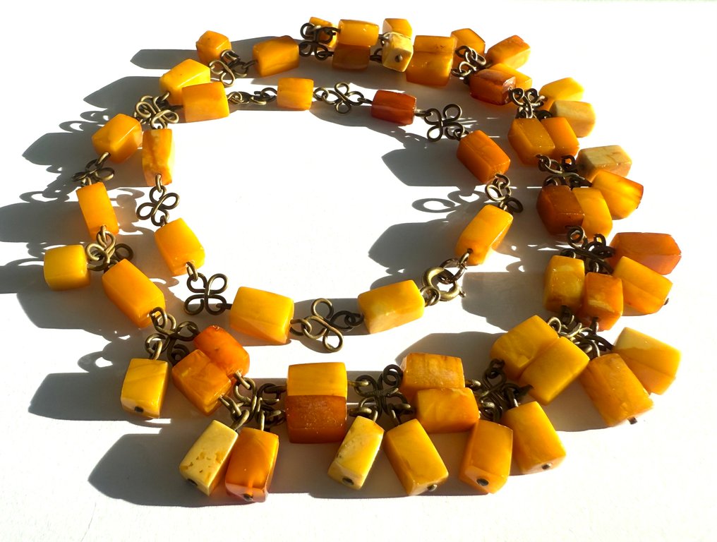 Ασημί, Αρχικό κολιέ με κεχριμπάρι βανίλιας, συλλεκτικό - Κολιέ #2.1