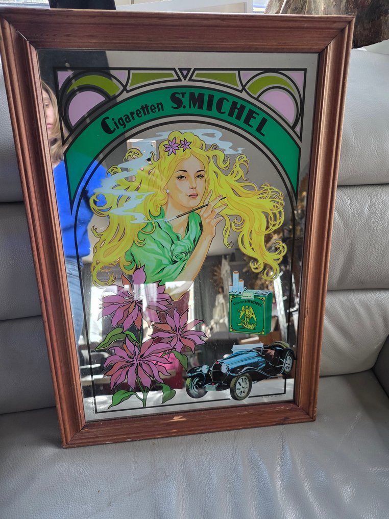 圣米歇尔香烟广告镜子 - 廣告牌 - 木, 镜子 #1.0