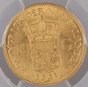 Netherlands. Wilhelmina. 10 Gulden 1911 MS64 #1.0